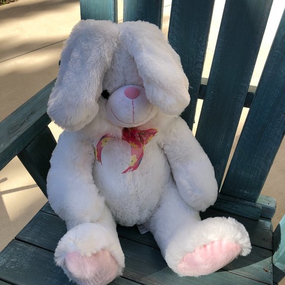 Large Handsome Super Soft Plush White Bunny - Picture 2 of 4